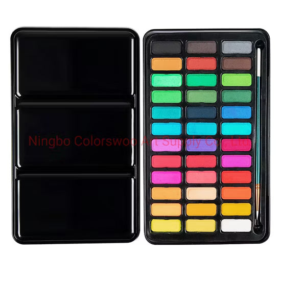 Set d’aquarelles professionnelles 24/36 couleurs pigmentées pour la peinture à l’aquarelle avec pinceau et papier aquarelle, ensemble de peinture